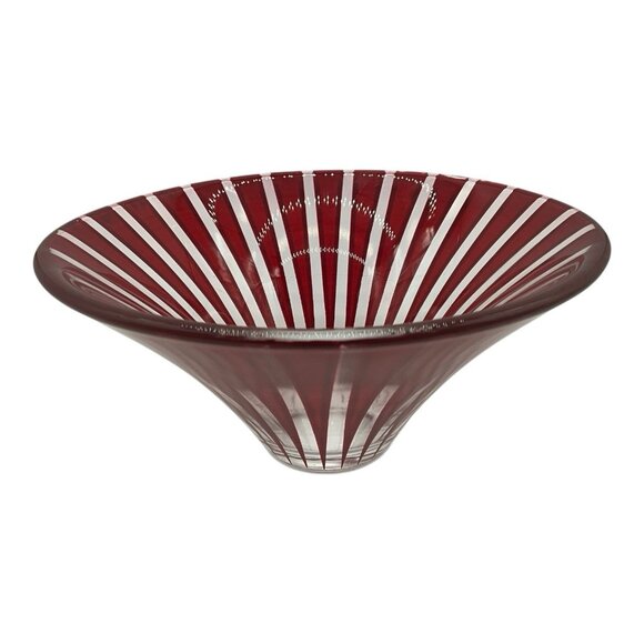 Anders Lindblom "Twist" Bowl Nybro Glassworks Scandinavian Art Glass Red/CLEAR - Picture 1 of 11